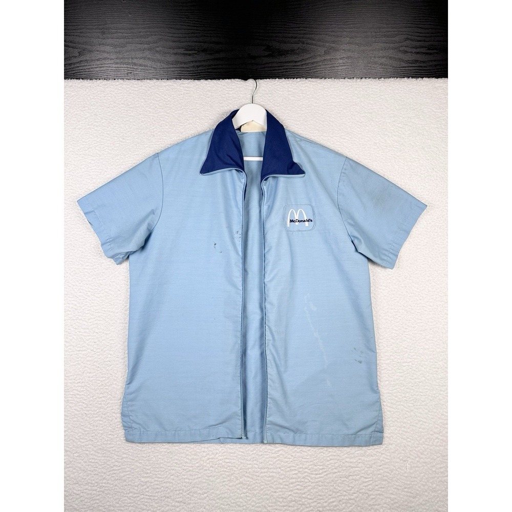 Vintage 60s 70s McDonald's Employee Uniform Shirt - Medium - Broken Zipper